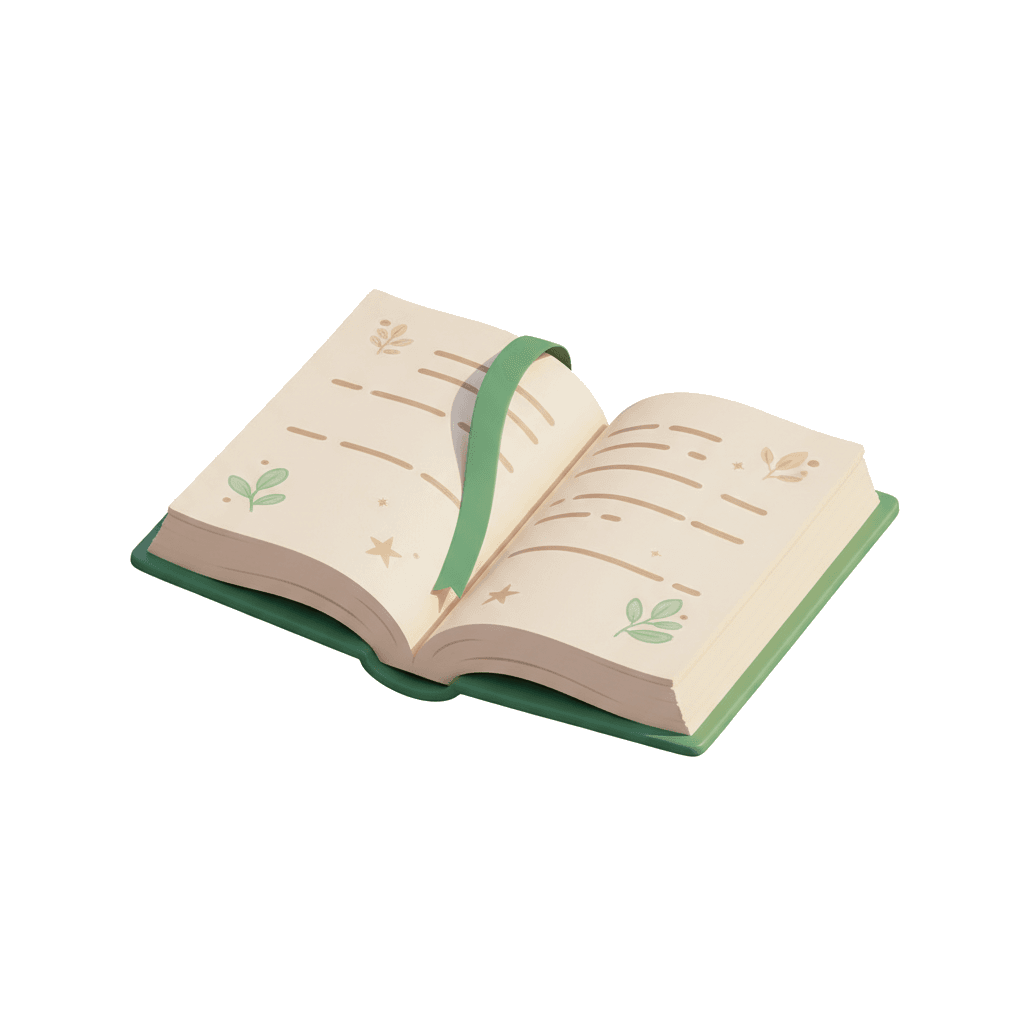 Livro aberto com marcador verde — Guia 7 Dias