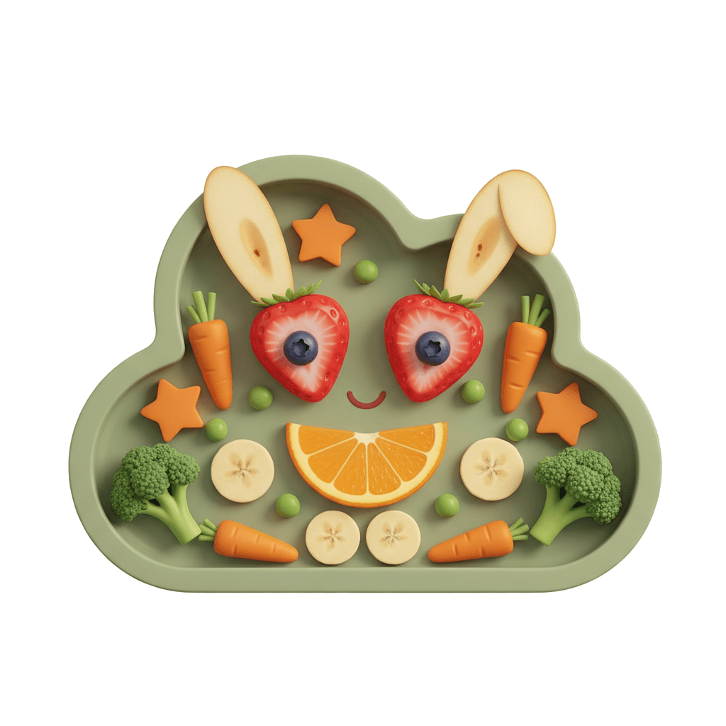 Prato colorido com vegetais e frutas — ilustração 3D